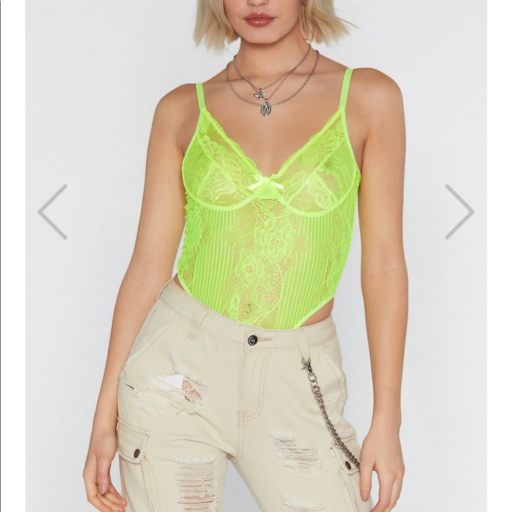 Nastygal Neon Lace Cupped Bodysuit